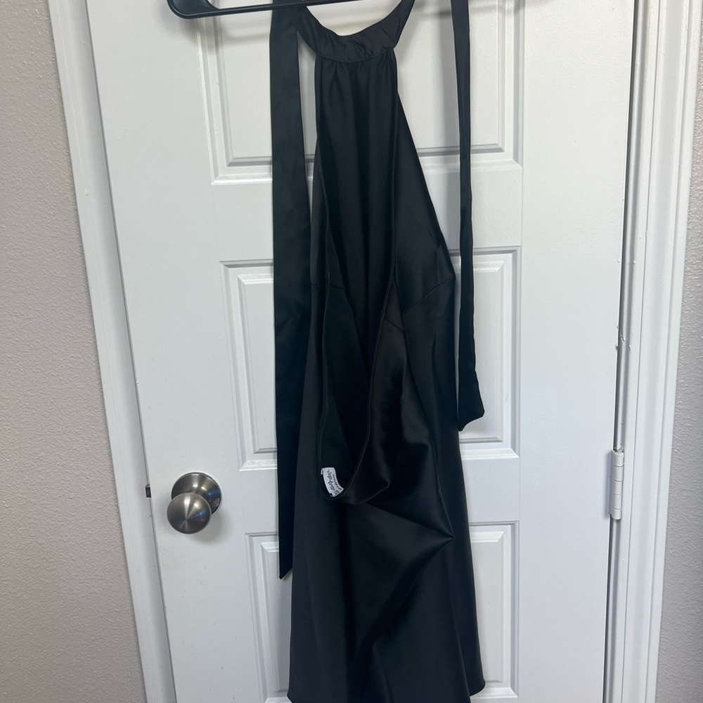 ASOS Black Satin Halter Dress